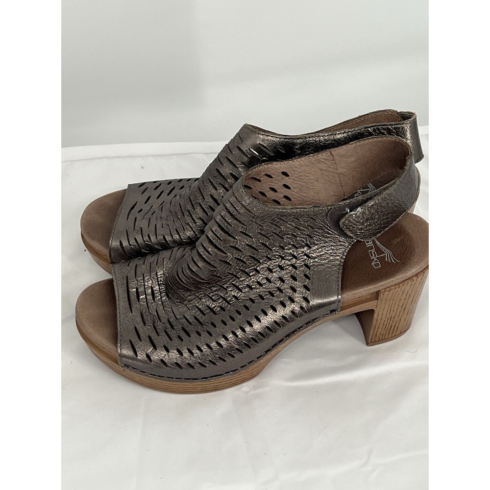 Dansko Danae Sandals Womens 39 Bronze Metallic Leather Block Heel Boho Festival